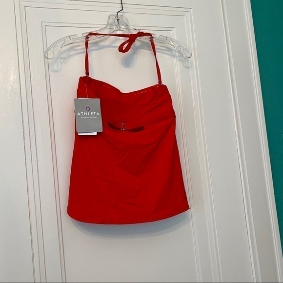 Athleta Textured Bandeau Tankini Top Saffron Red Size XXS - Picture 5 of 7
